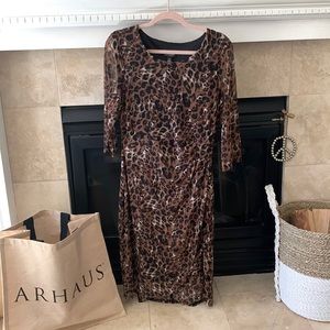 connected apparel Brown and Black Leopard Midi Dress